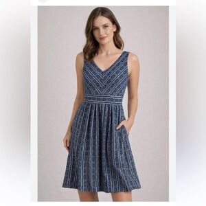 Anthropology Maeve Lazuli Tribal Blue and White Patterned Mini Dress